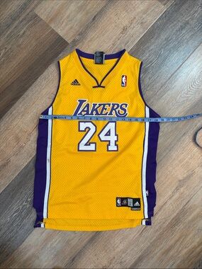 adidas Lakers Gold and Purple Basketball Jersey #24